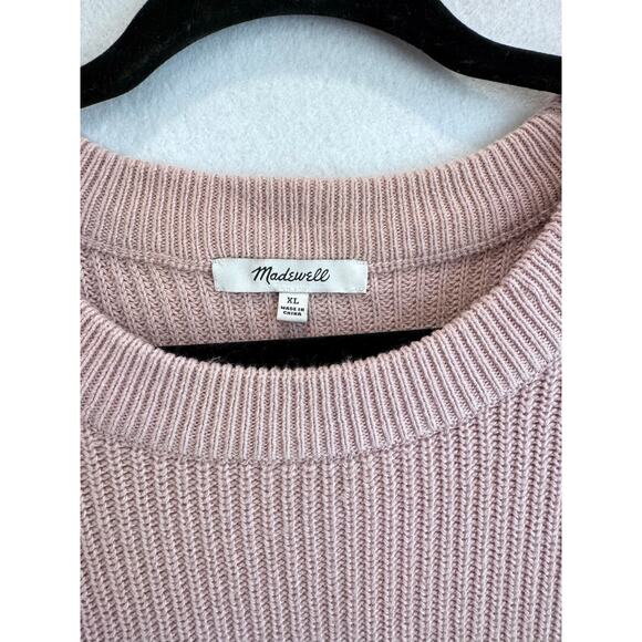 Madewell Do Well Pink Knit Sweater sz XL Front Pockets Cotton Blend Oversized - Picture 3 of 5